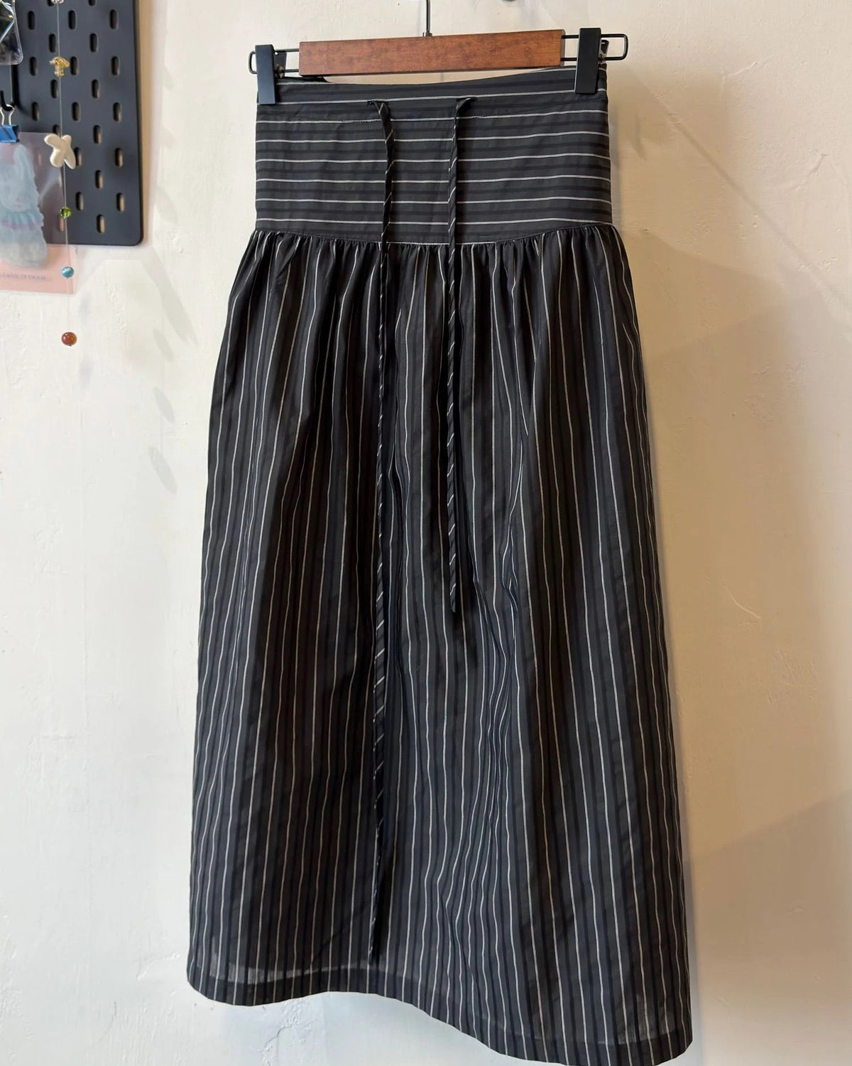shirred stripe skirt