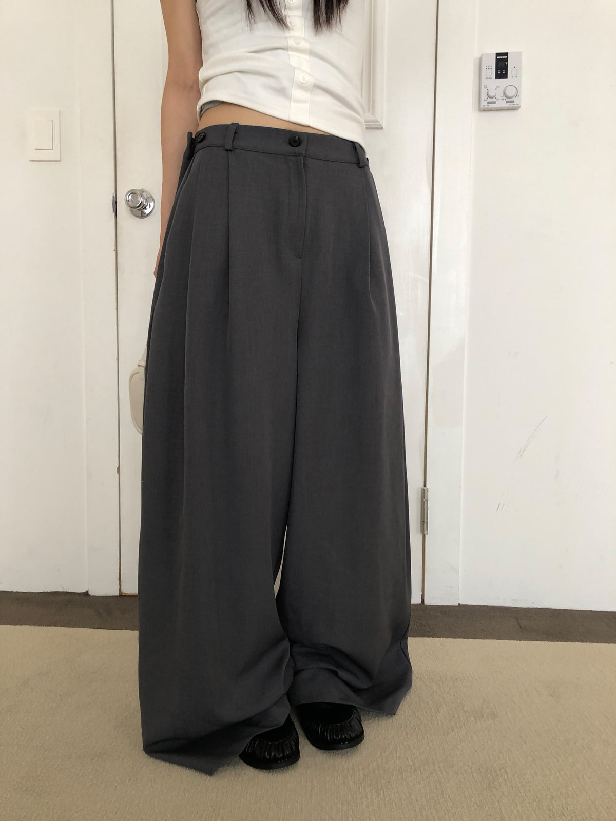 two-pin tuck slacks