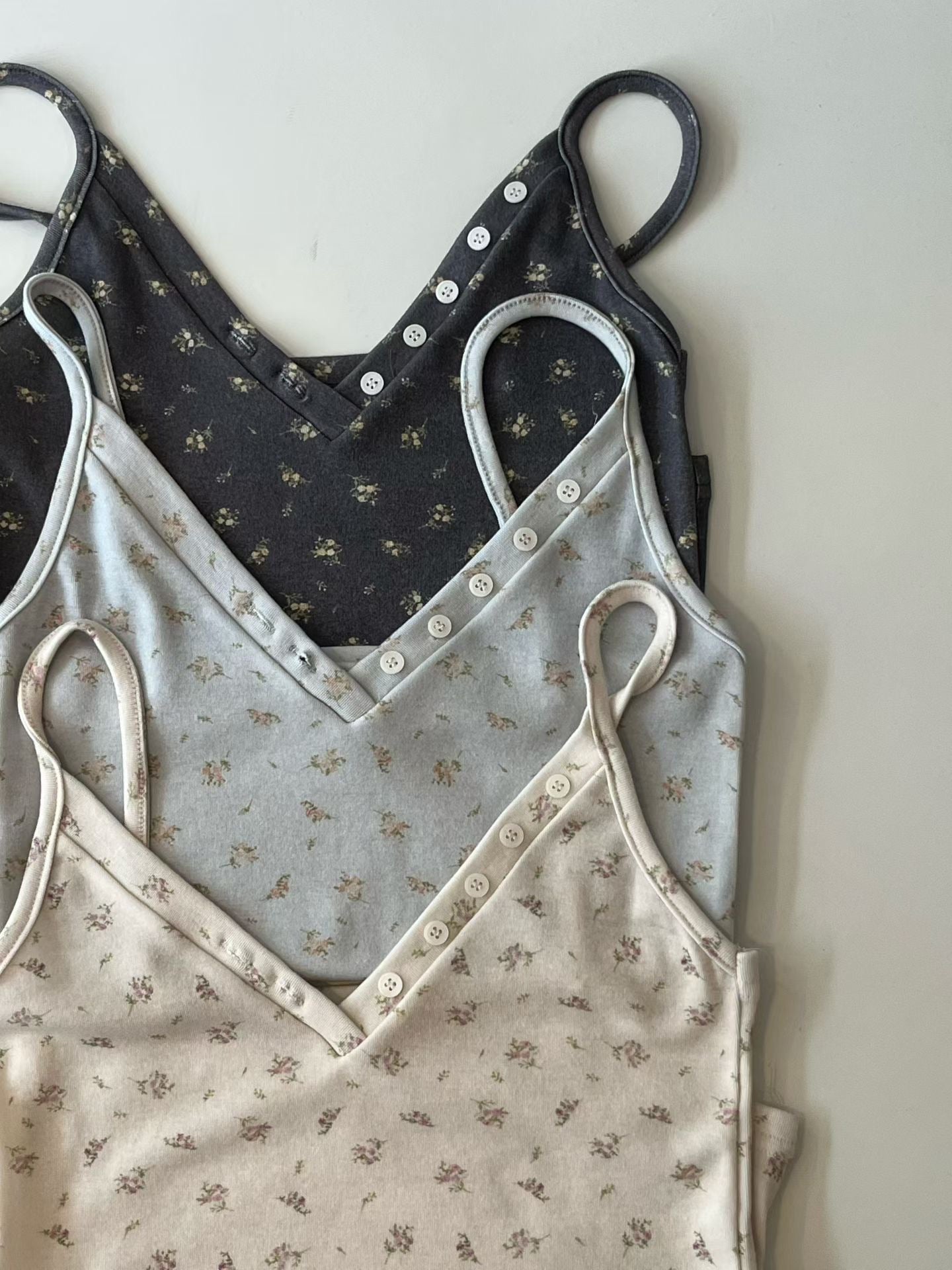 floral inner layered strap top