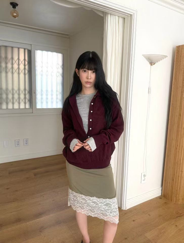 lace shirring skirt