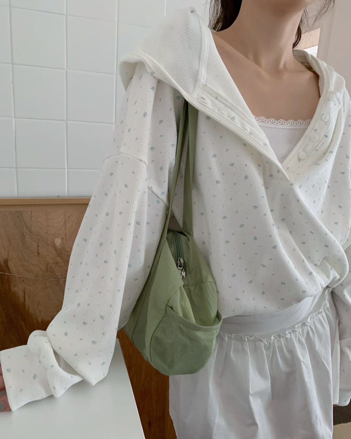 floral waffle hoodie