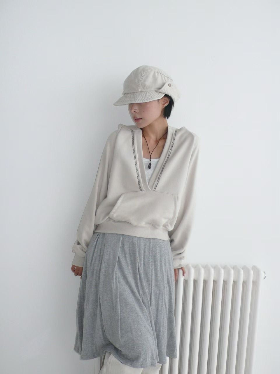 ronny embroidered v-neck hoodie