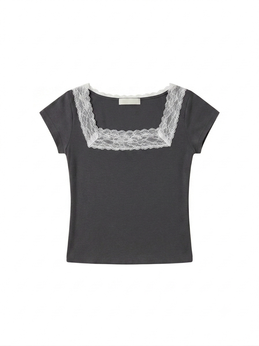 lace short-sleeves top