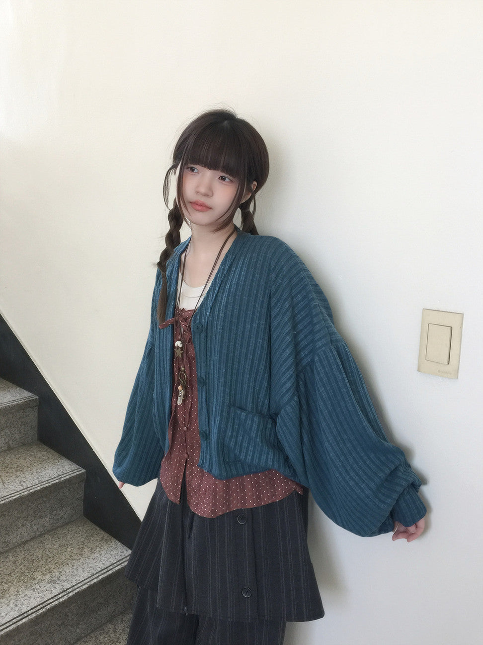 puff sleeves cardigan