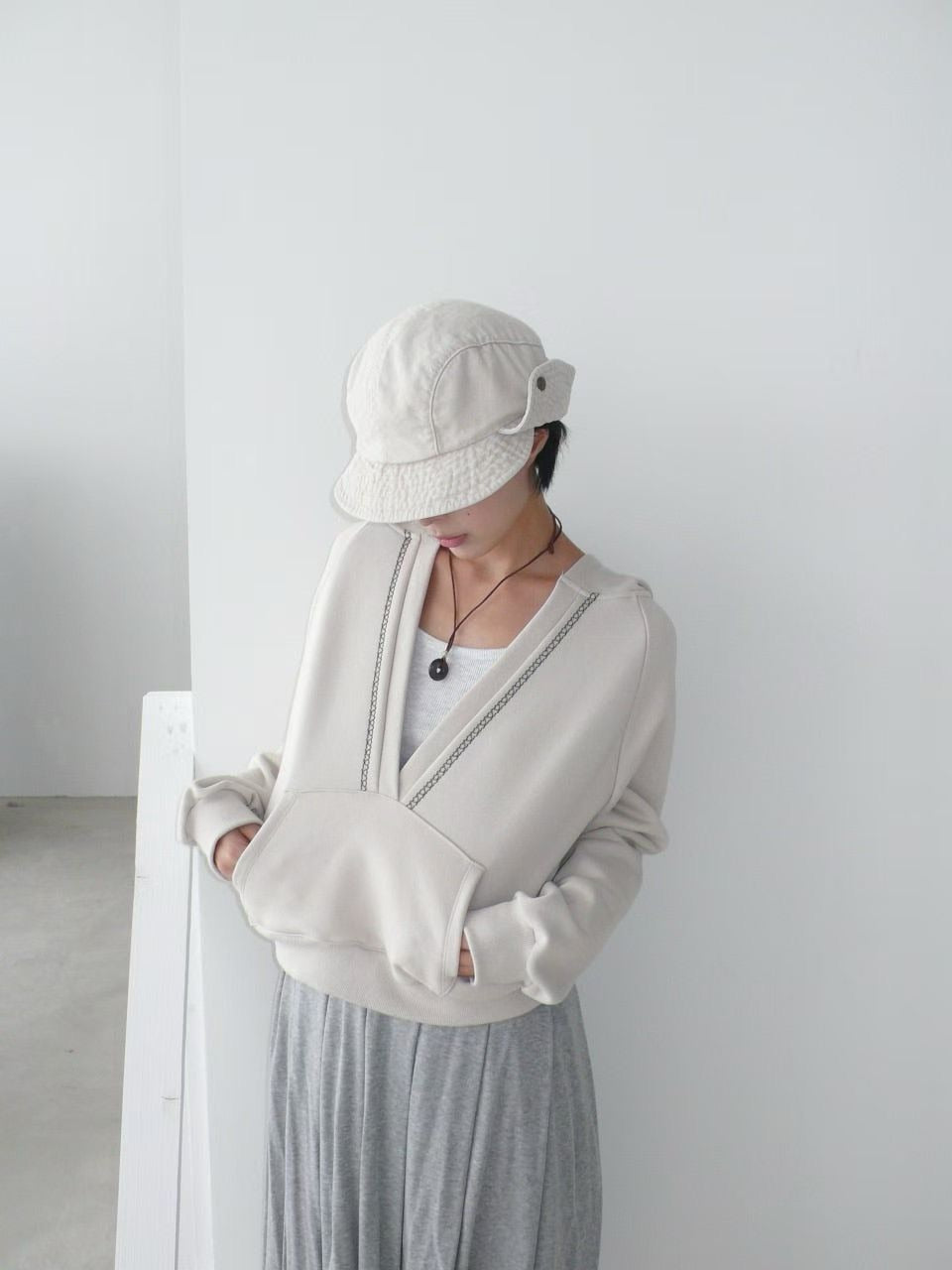 ronny embroidered v-neck hoodie