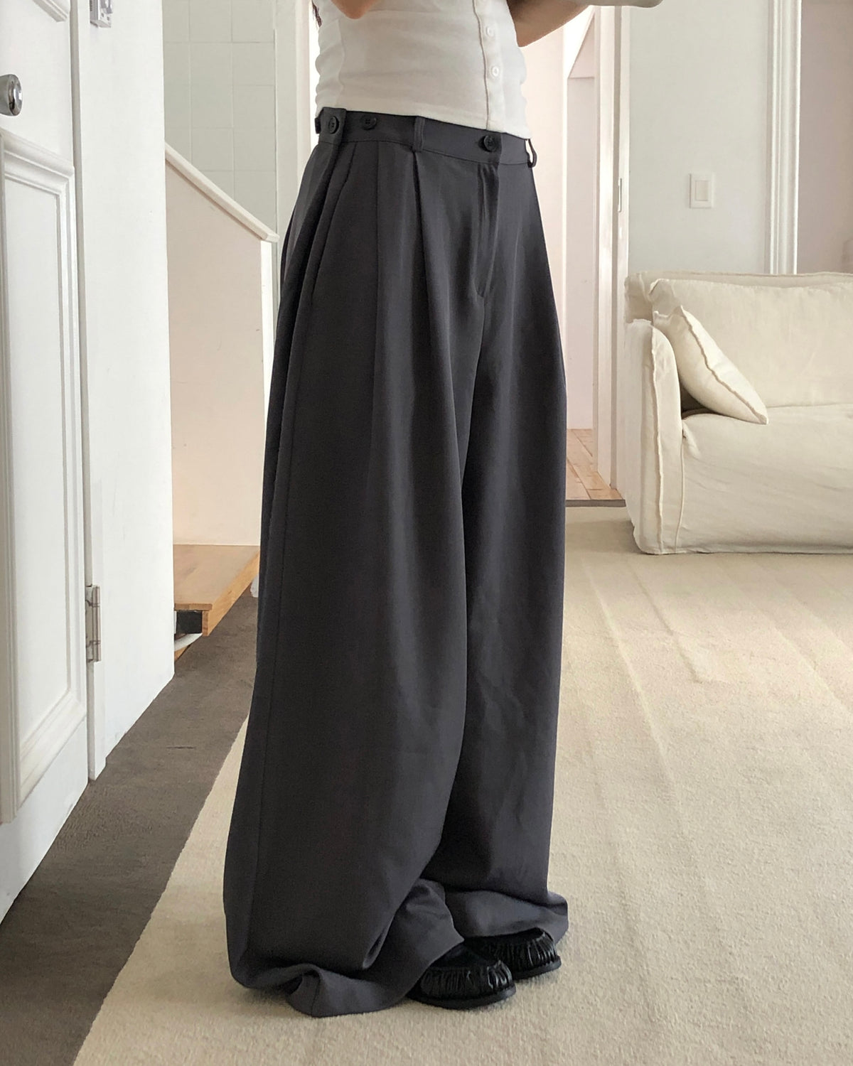 two-pin tuck slacks