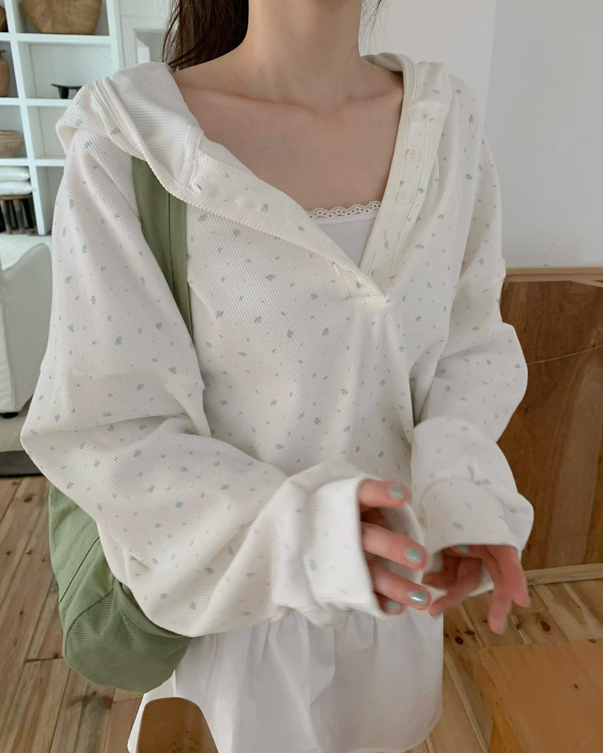 floral waffle hoodie