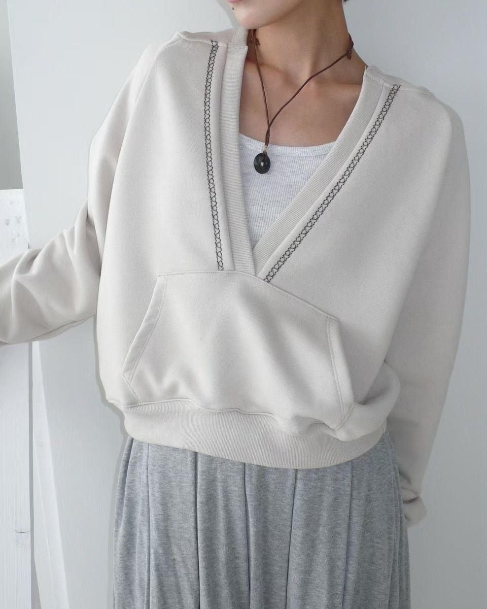 ronny embroidered v-neck hoodie
