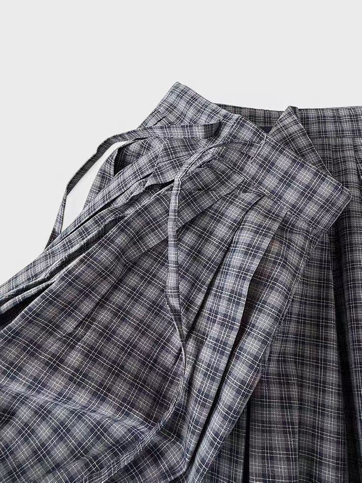 check string pleated skirt