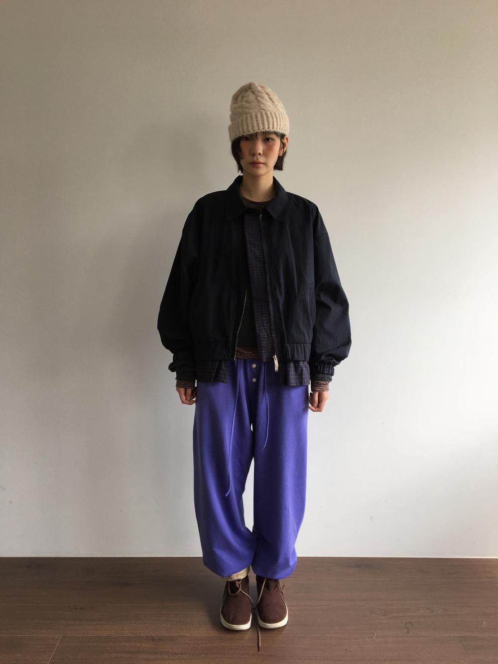 petite check frill blouson