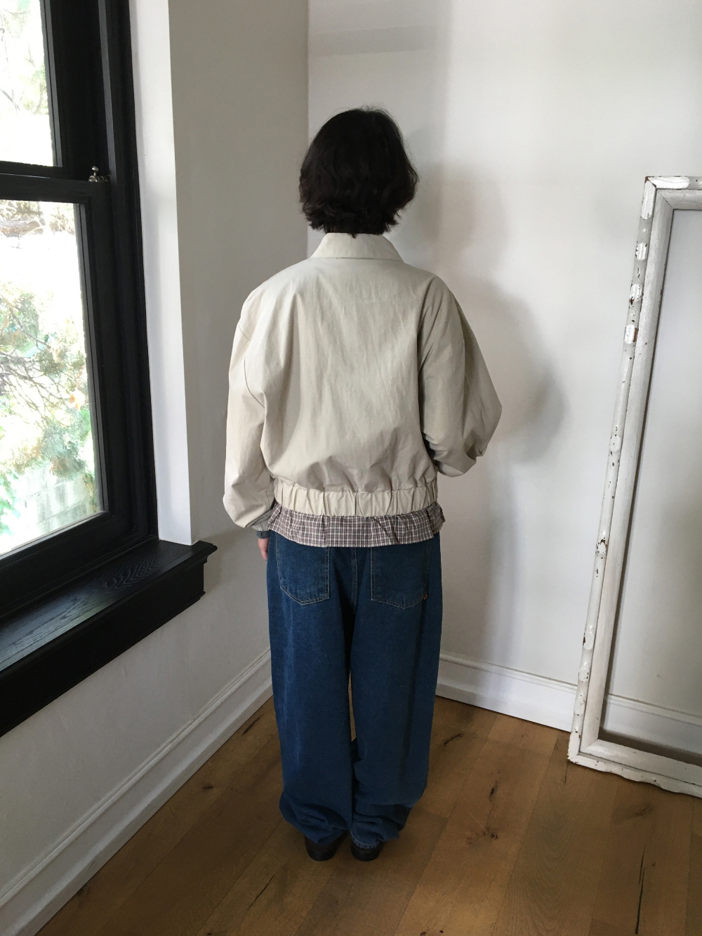 petite check frill blouson