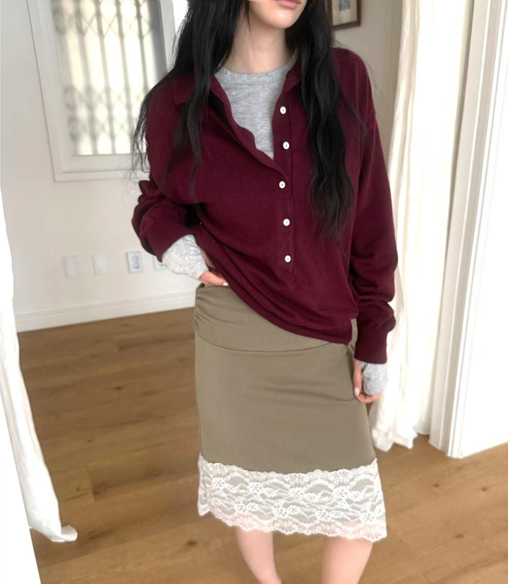 lace shirring skirt