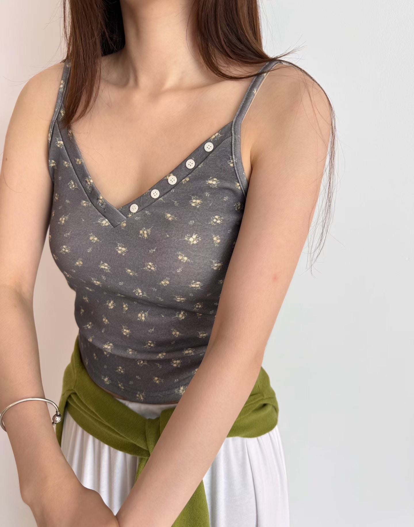 floral inner layered strap top