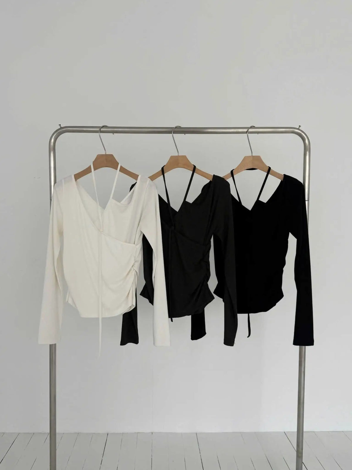 strappy asymmetric v-neck
