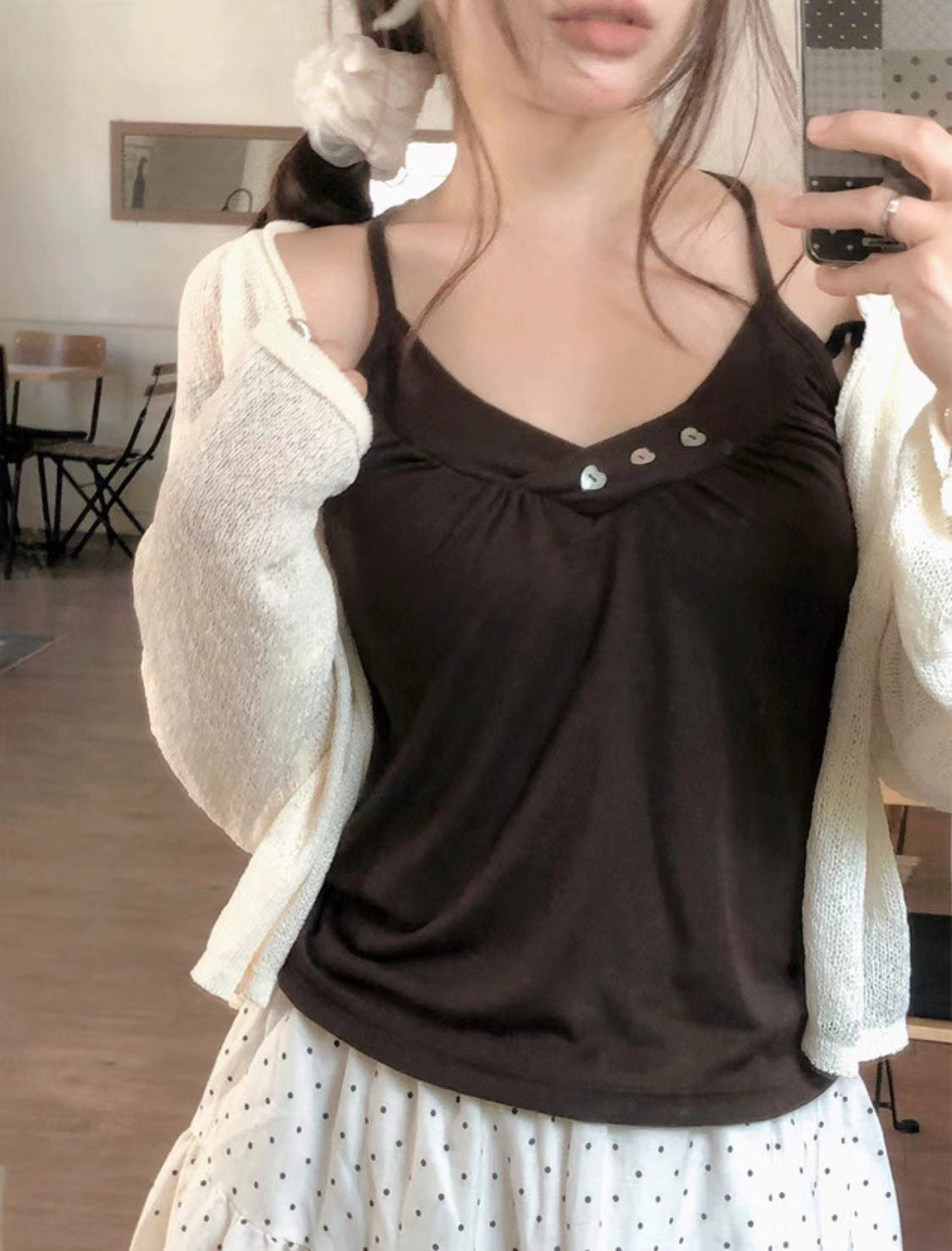 heart button camisole