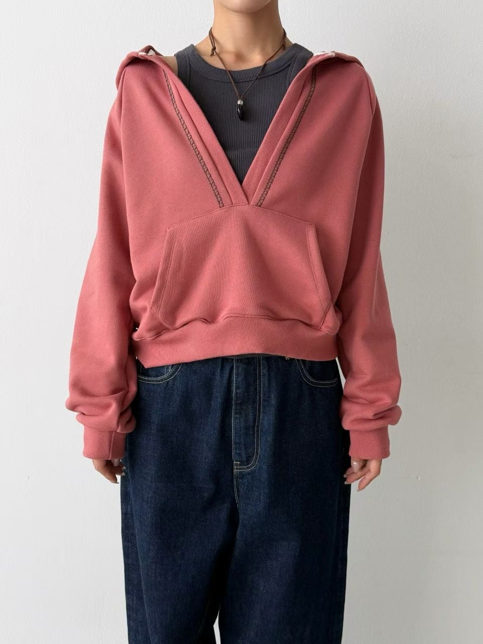 ronny embroidered v-neck hoodie