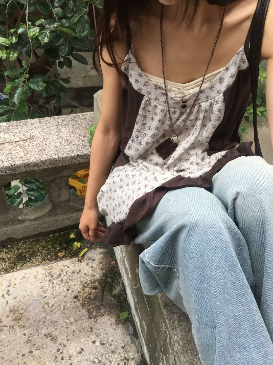 shirring floral dress