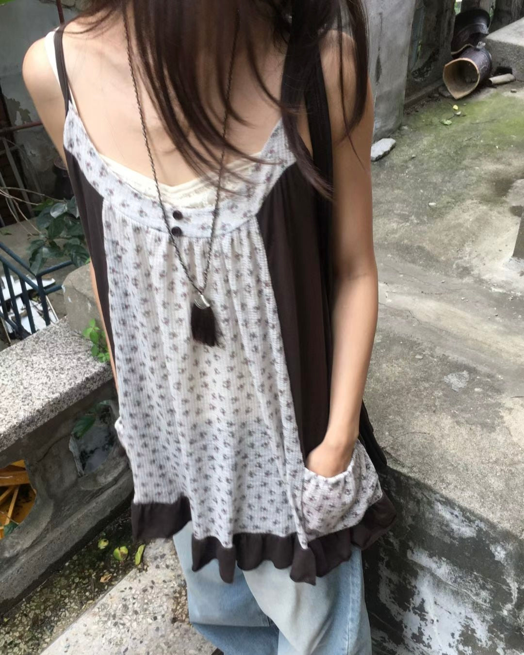 shirring floral dress