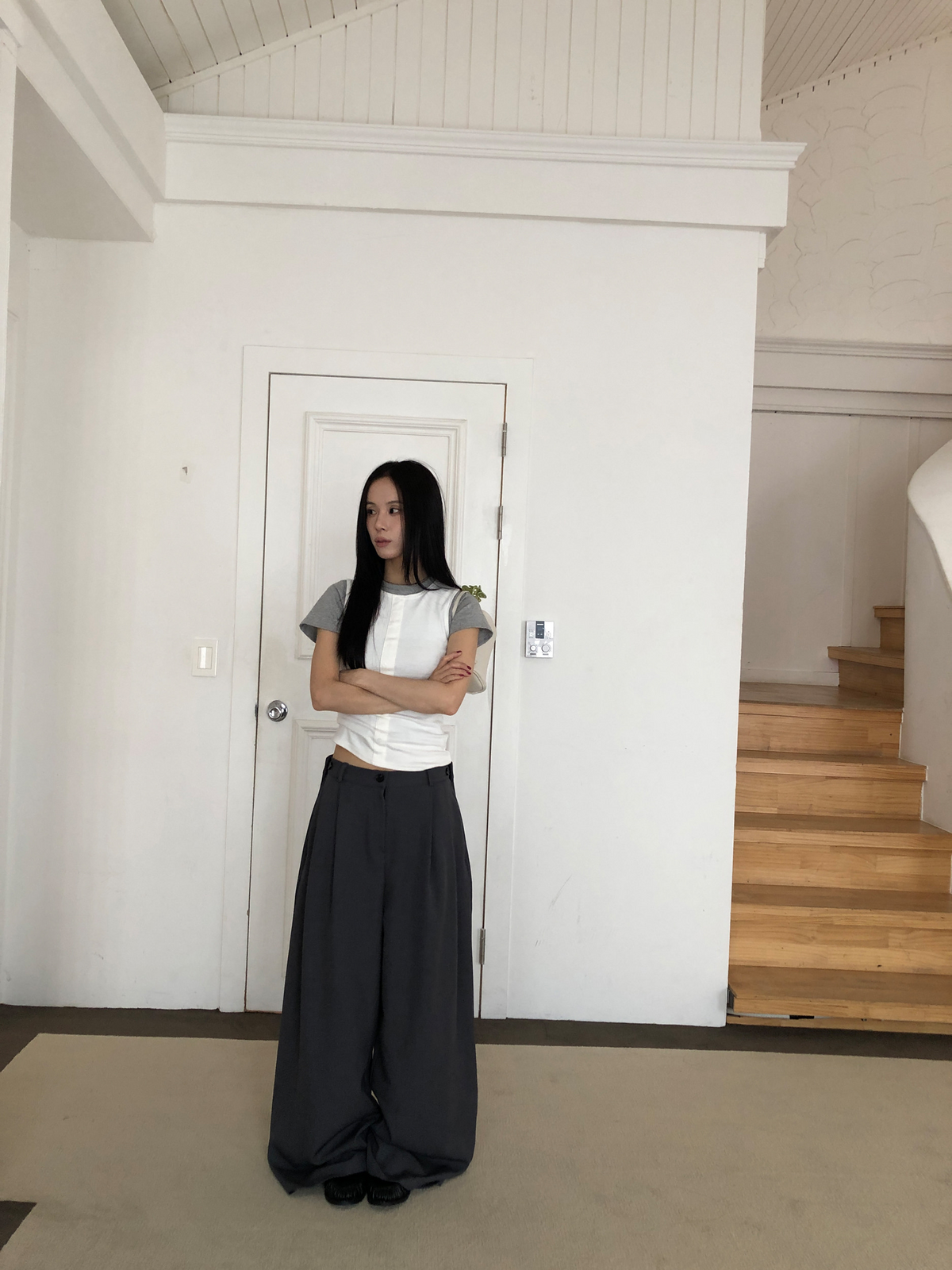 two-pin tuck slacks