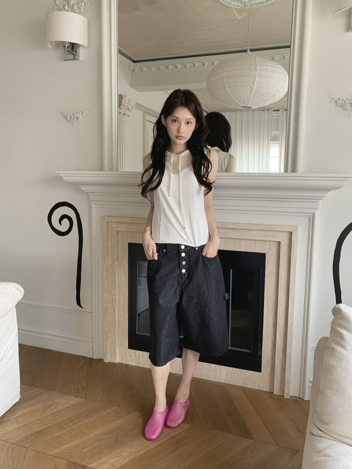 herringbone low-waisted pants