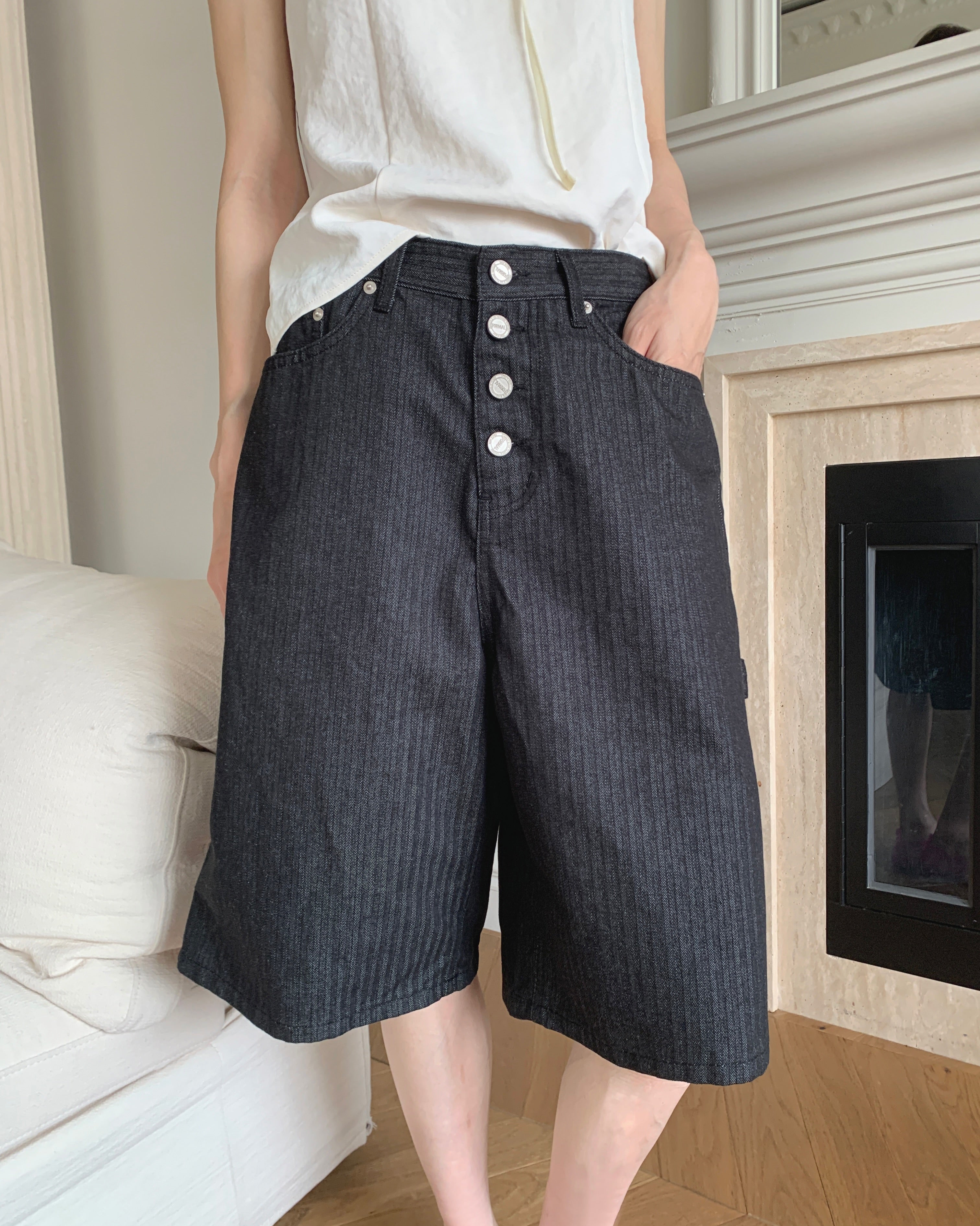 herringbone low-waisted pants