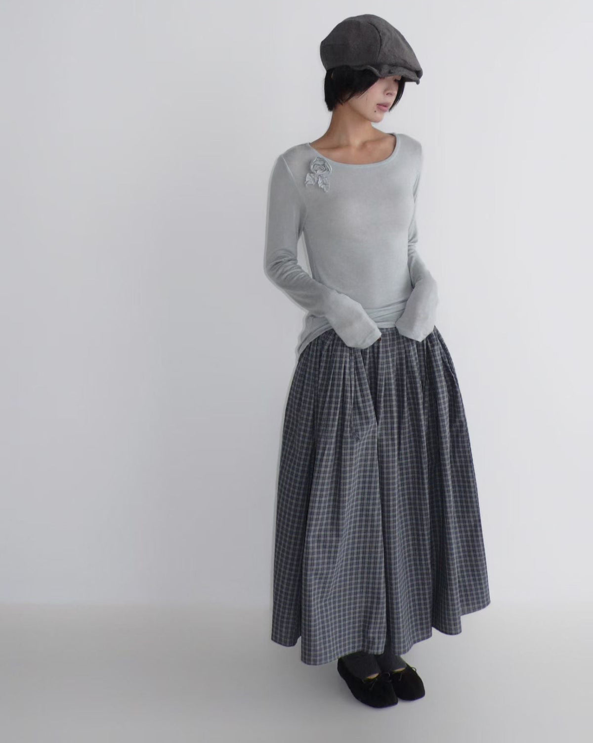 check string pleated skirt