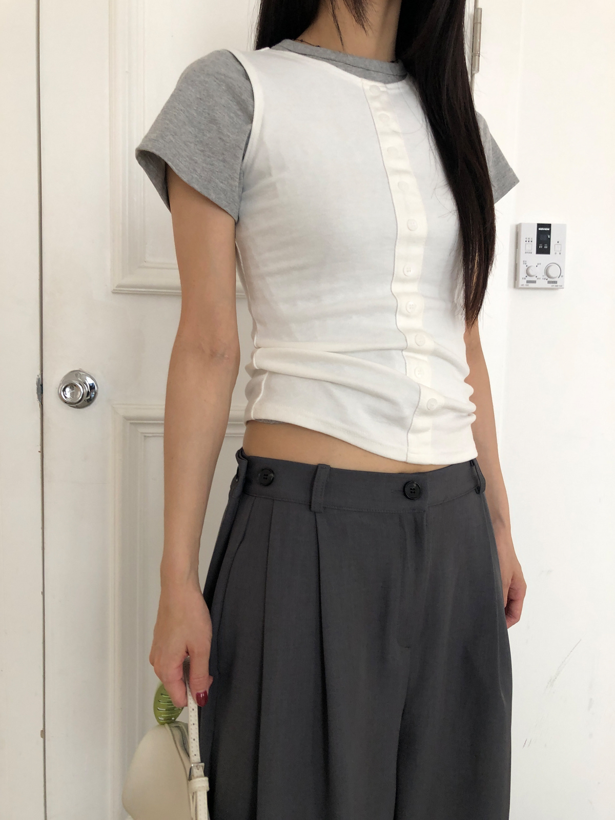 two-pin tuck slacks