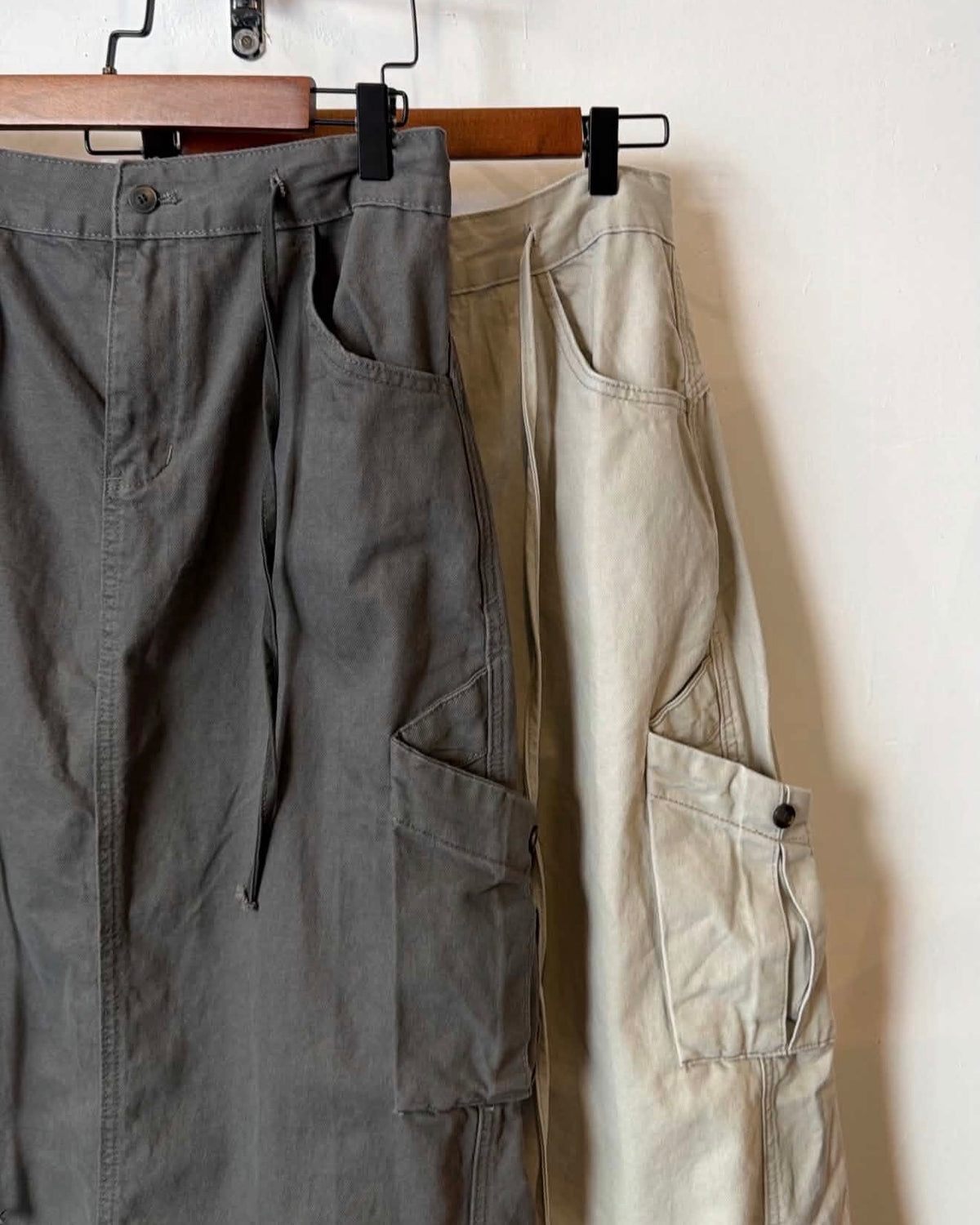 washed cargo long skirt