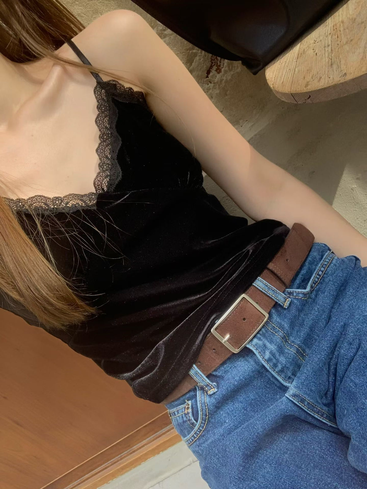 velvet lace top