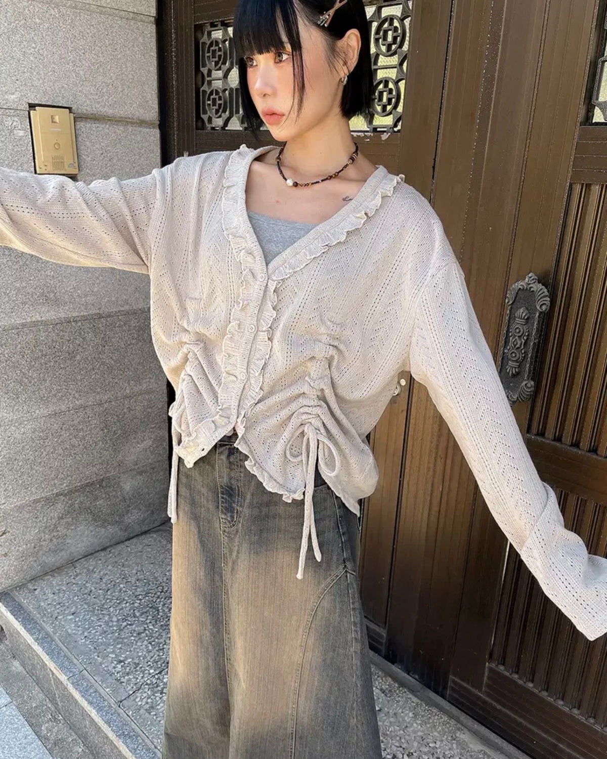 rufus ruffle cardigan