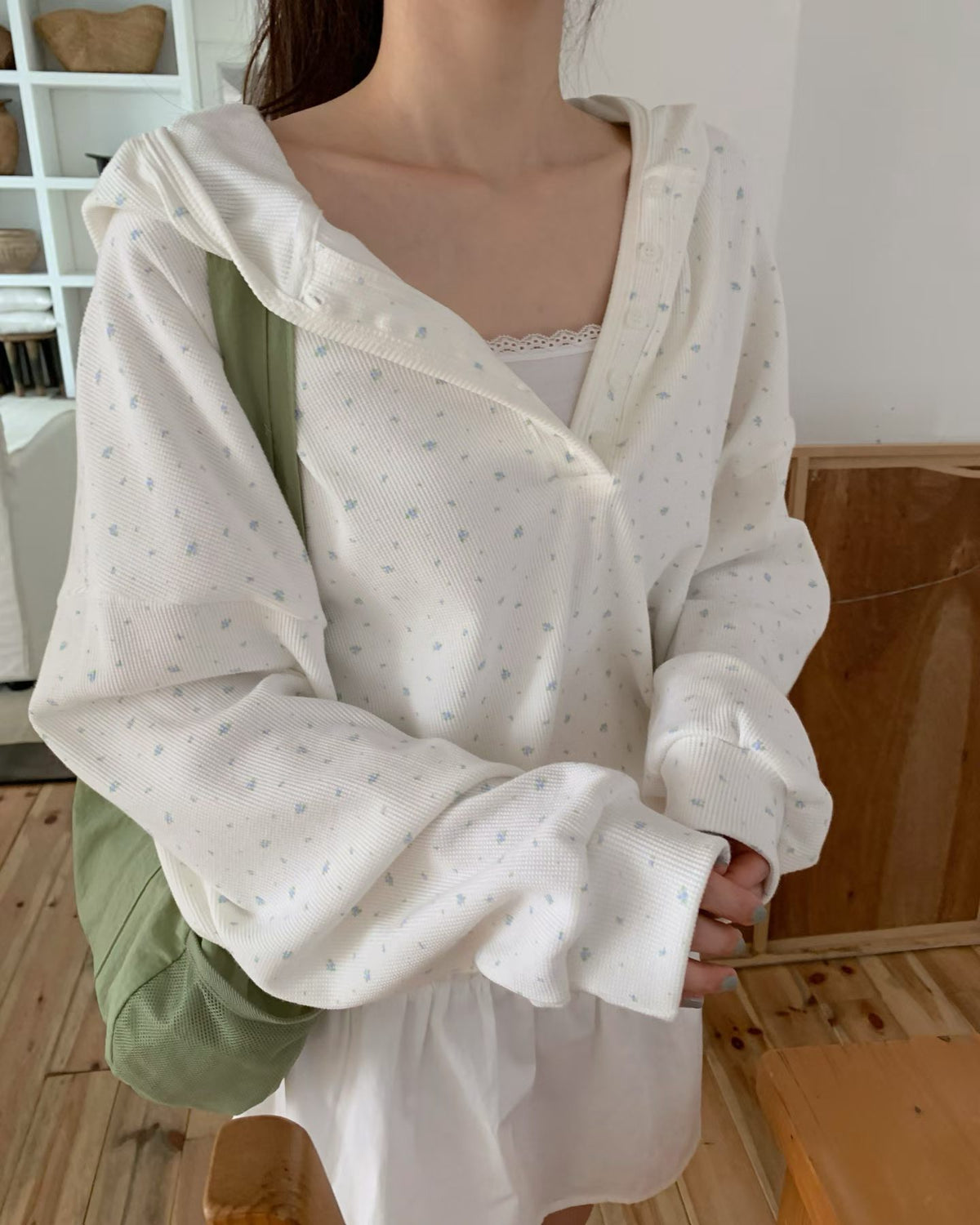 floral waffle hoodie