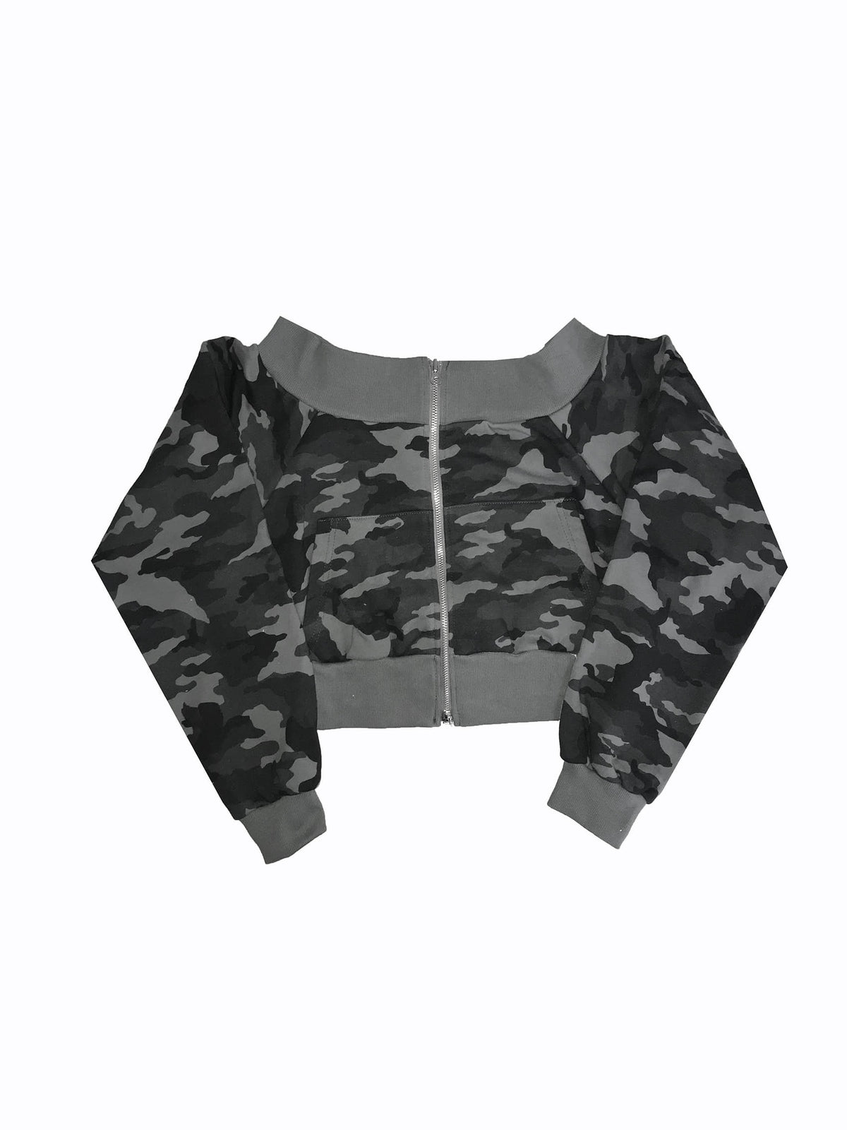 camo offshoulder jacket
