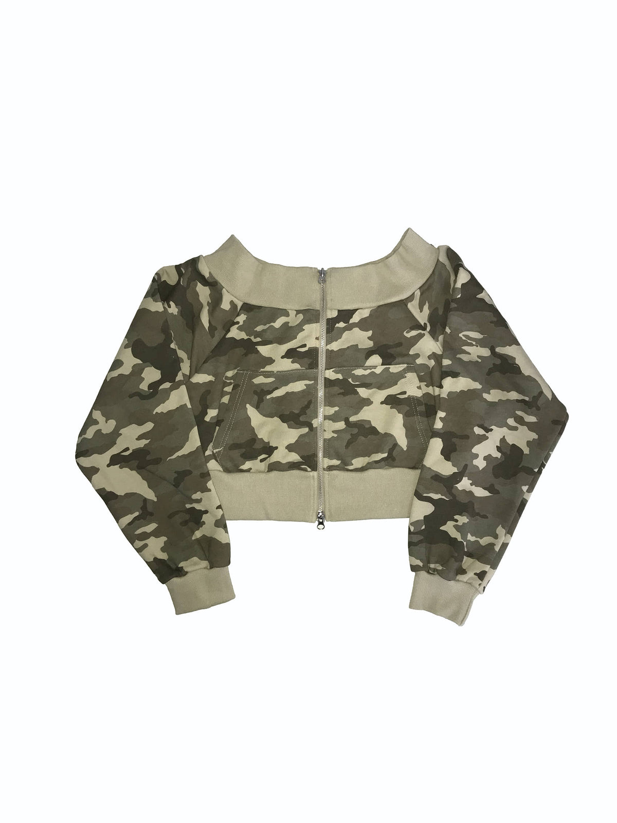 camo offshoulder jacket