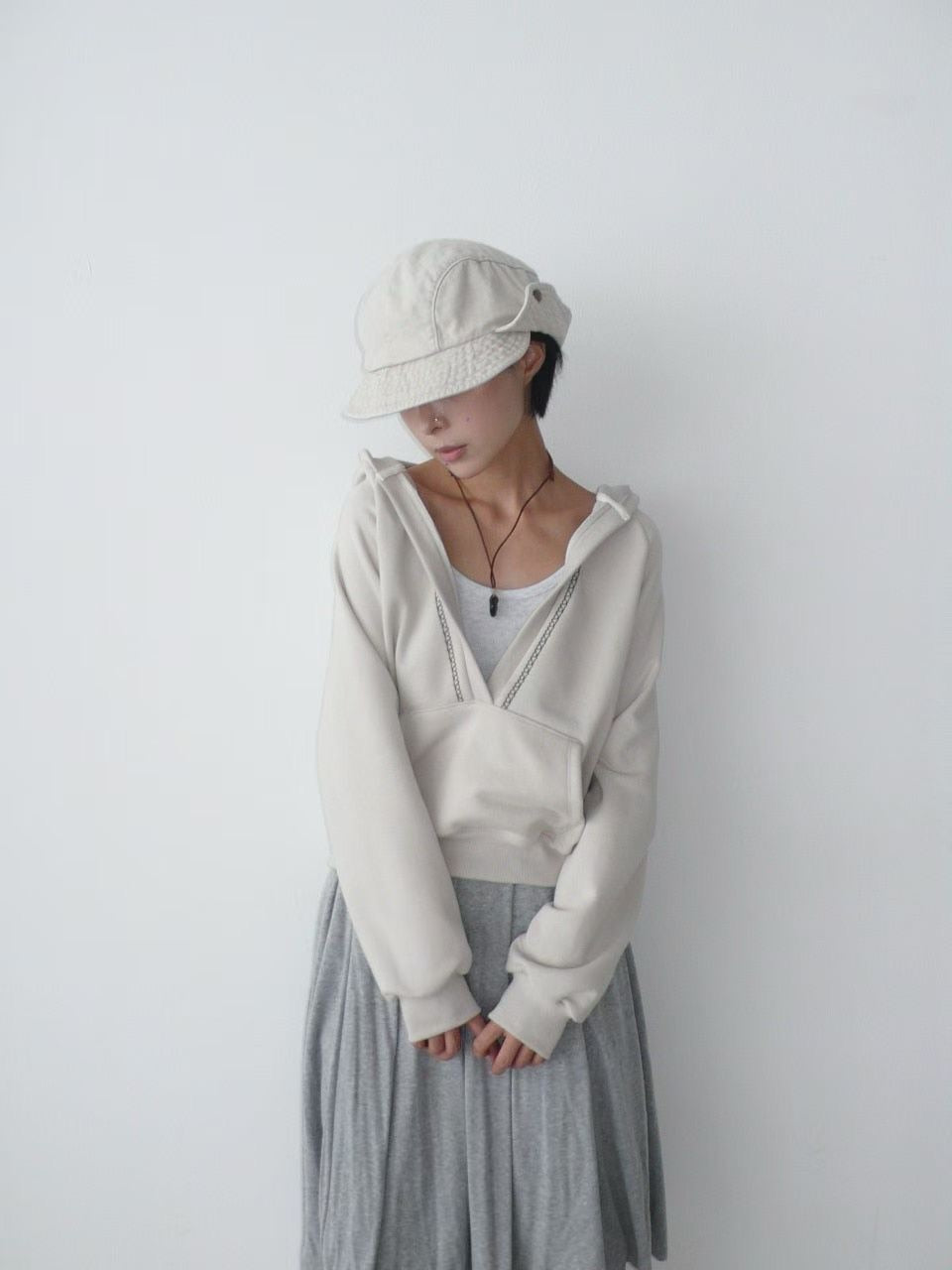 ronny embroidered v-neck hoodie
