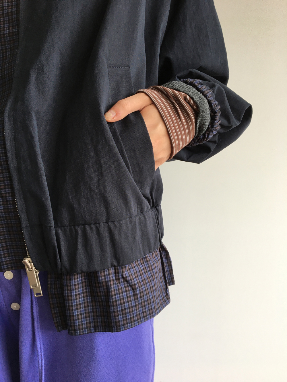 petite check frill blouson