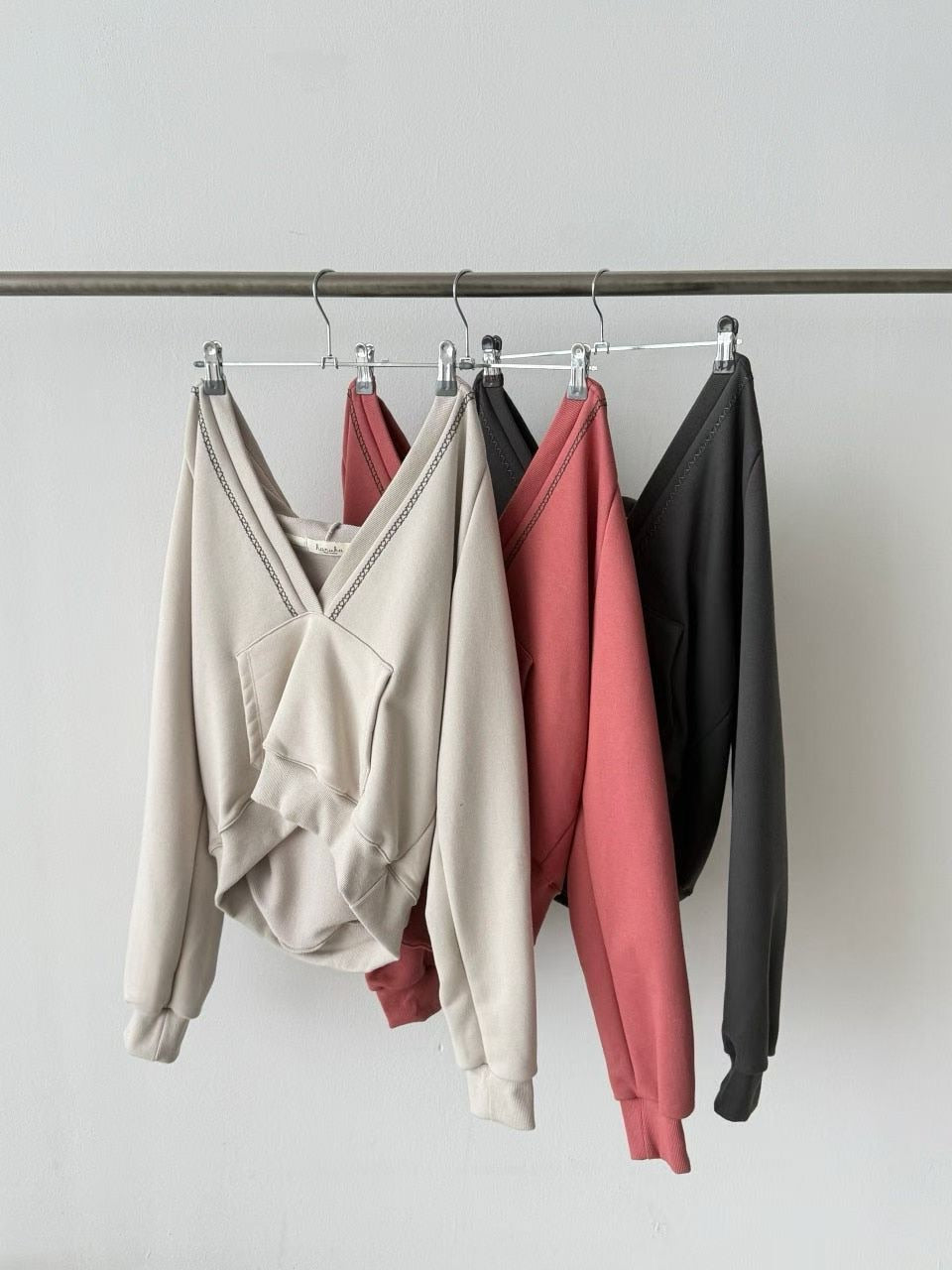 ronny embroidered v-neck hoodie