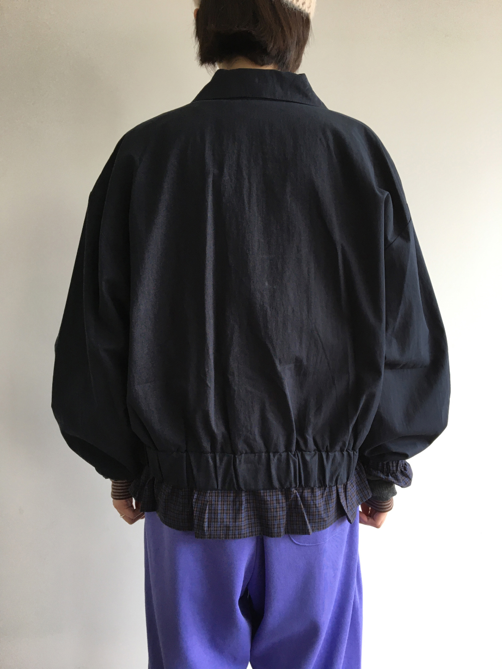 petite check frill blouson